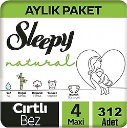 Sleepy Natural 4 Numara Maxi 104'lü 3 Adet Bebek Bezi