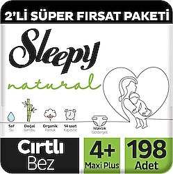 Sleepy Natural 4+ Numara Maxi Plus 198'li Bebek Bezi