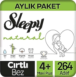 Sleepy Natural 4+ Numara Maxi Plus 66'lı 4 Adet Bebek Bezi