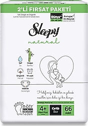 Sleepy Natural 4+ Numara Maxi Plus 66'lı Bebek Bezi