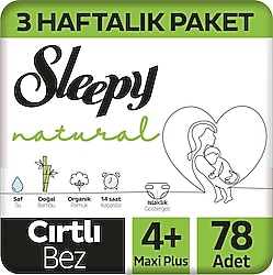 Sleepy Natural 4+ Numara Maxi Plus 78'li Bebek Bezi