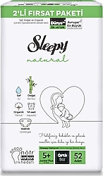 Sleepy Natural 5+ Numara Junior Plus 52'li Bebek Bezi
