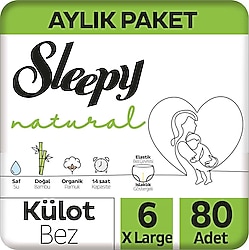 Sleepy Natural 6 Numara XLarge 80'li Külot Bez