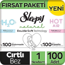 Sleepy Natural Double Soft 1 Numara Yenidoğan 50'li 2 Adet Bebek Bezi