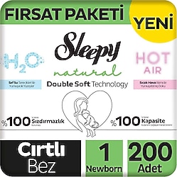 Sleepy Natural Double Soft 1 Numara Yenidoğan 50'li 4 Adet Bebek Bezi