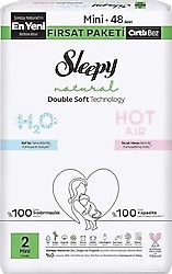 Sleepy Natural Double Soft 2 Numara Mini 48'li Bebek Bezi