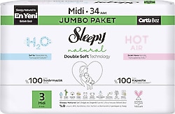 Sleepy Natural Double Soft 3 Numara 34'lü Bebek Bezi