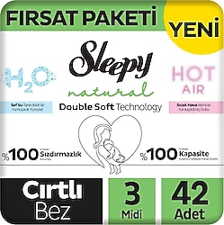 Sleepy Natural Double Soft 3 Numara Midi 42'li Bebek Bezi