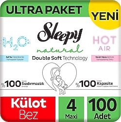 Sleepy Natural Double Soft 4 Numara Maxi 100'lü Külot Bez