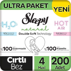 Sleepy Natural Double Soft 4 Numara Maxi 100'lü 2 Adet Bebek Bezi