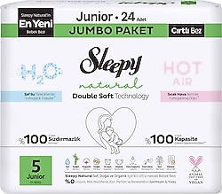 Sleepy Natural Double Soft 5 Numara Junior 24'lü Bebek Bezi