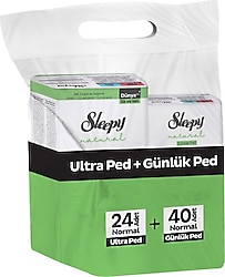 Sleepy Natural Ultra Normal 24'lü + Günlük Uzun 40'lı Hijyenik Ped