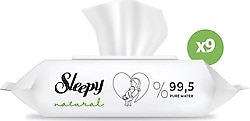 Sleepy Natural Yenidoğan 60 Yaprak 9'lu Paket Islak Mendil