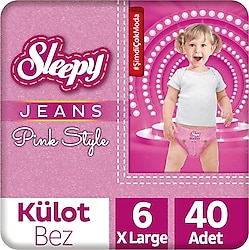 Sleepy Pink Jeans 6 Numara X Large 40'lı Külot Bez