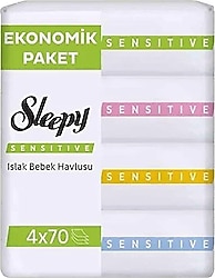 Sleepy Sensitive 70 Yaprak 4'lü Paket Islak Mendil