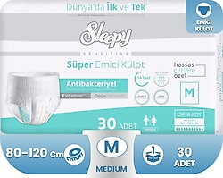 Sleepy Sensitive Süper Emici Külot Orta Boy M 30'lu 2 Adet Hasta Bezi