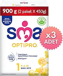 SMA Optipro 1 Probiyotik Bebek Sütü 900 gr 3 Adet