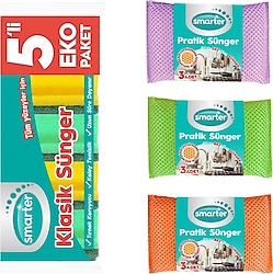 Smarter Klasik 5'li Bulaşık Süngeri + Pratik 3'lü Sünger