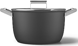 Smeg Cookware 50's Style Siyah Cam Kapaklı 26 cm Tencere