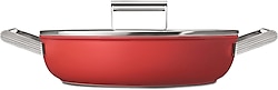 Smeg Cookware 50's Style Cam Kapaklı 28 cm Pilav Tenceresi Kırmızı