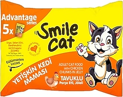 SMİLE CAT YETİŞKİN KEDİ MAMASI TAVUKLU PARÇA ETLİ,JÖLELİ 5X85G