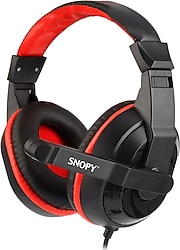Snopy X-Bloom SN-633 Siyah-Kırmızı Kablolu Kulak Üstü Oyuncu Kulaklığı