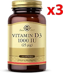 Solgar Vitamin D3 1000 IU 100 Kapsül 3 Adet