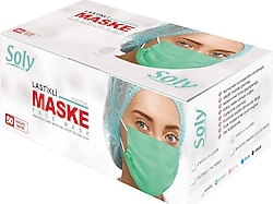 Soly Care 3 Katlı Burun Telli Yeşil 50'li Cerrahi Maske