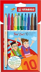 Stabilo Trio 2in1 Çift Uçlu 10 Renk Keçeli Kalem