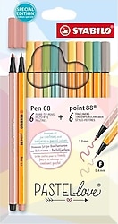 Stabilo Point 88 + Pen 68 Pastellove 12'li Keçeli Kalem Seti
