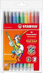 Stabilo Trio 2in1 Çift Taraflı 10'lu Keçeli Kalem Seti