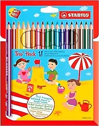Stabilo Trio Thick Kalemtıraşlı 18'li Kuru Boya Seti