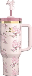 Stanley X LoveShackFancy Rosa Beaux Pink 1.18 lt Pipetli Termos Bardak