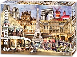Star Fransa Kolajı ve Eyfel Kulesi 1000 Parça Puzzle