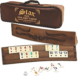 Star Oval Masif Ağaç Okey Takımı