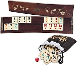 Star Sedef İşlemeli Oval Ahşap Okey Takımı