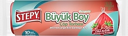 Stepy Çilek Kokulu Büzgülü Büyük Boy Çöp Poşeti 10'lu