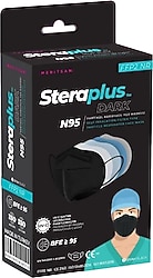 Steraplus Siyah FFP2 5 Katmanlı Telli N95 Maske 10'lu