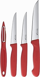 Stevig Cut 4 Fresh Kırmızı 4 Parça Sebze Soyacak ve Bıçak Seti