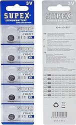 Supex CR1025 3V 5'li Lityum Pil