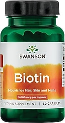 Swanson Biotin B7 Vitamin 5000 mcg 30 Kapsül
