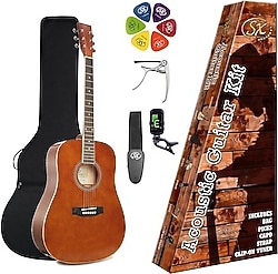 Sx SD104KBR Kahverengi Akustik Gitar Seti