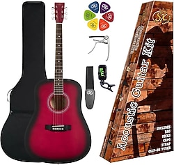 Sx SD104KRDS Red Sunburst Akustik Gitar Seti