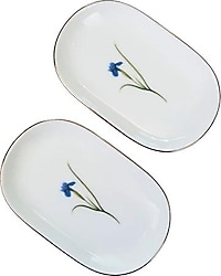 Tabak Evi Natura Iris Altın Fileli 18x11x2.50 cm 2'li Oval Kayık Tabak