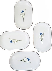 Tabak Evi Natura Iris Altın Fileli 18x11x2.50 cm 4'lü Oval Kayık Tabak