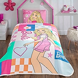 Taç Barbie Colourful Lisanslı Tek Kişilik Pike Takımı