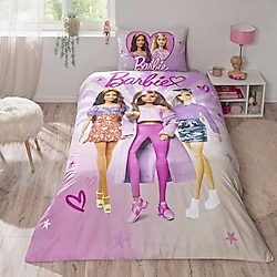 Taç Barbie Shine Lisanslı Pamuk Tek Kişilik Nevresim Takımı