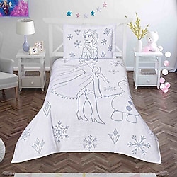 Taç Disney Frozen Snow Flower Lisanslı Jakarlı Yatak Örtüsü