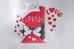 Taç Disney Minnie Mickey Lovely Tek Kişilik Nevresim Takımı