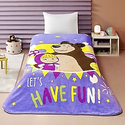 Taç Masha and The Bear Fun Lisanslı 160x220 cm Tek Kişilik Battaniye